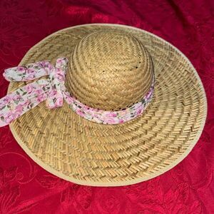 J Hats Wide Brim Sun  hat Womens Multi  floral pink  Scarf Band One Size FA